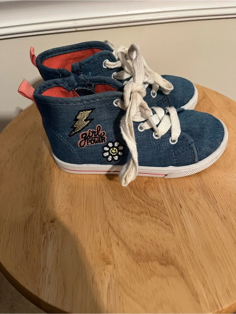 Carter’s Girls Denim Girl Power High Top Sneakers Size 9